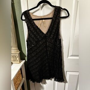 D. 07 Mystree Black and Tan Lace Mini Dress